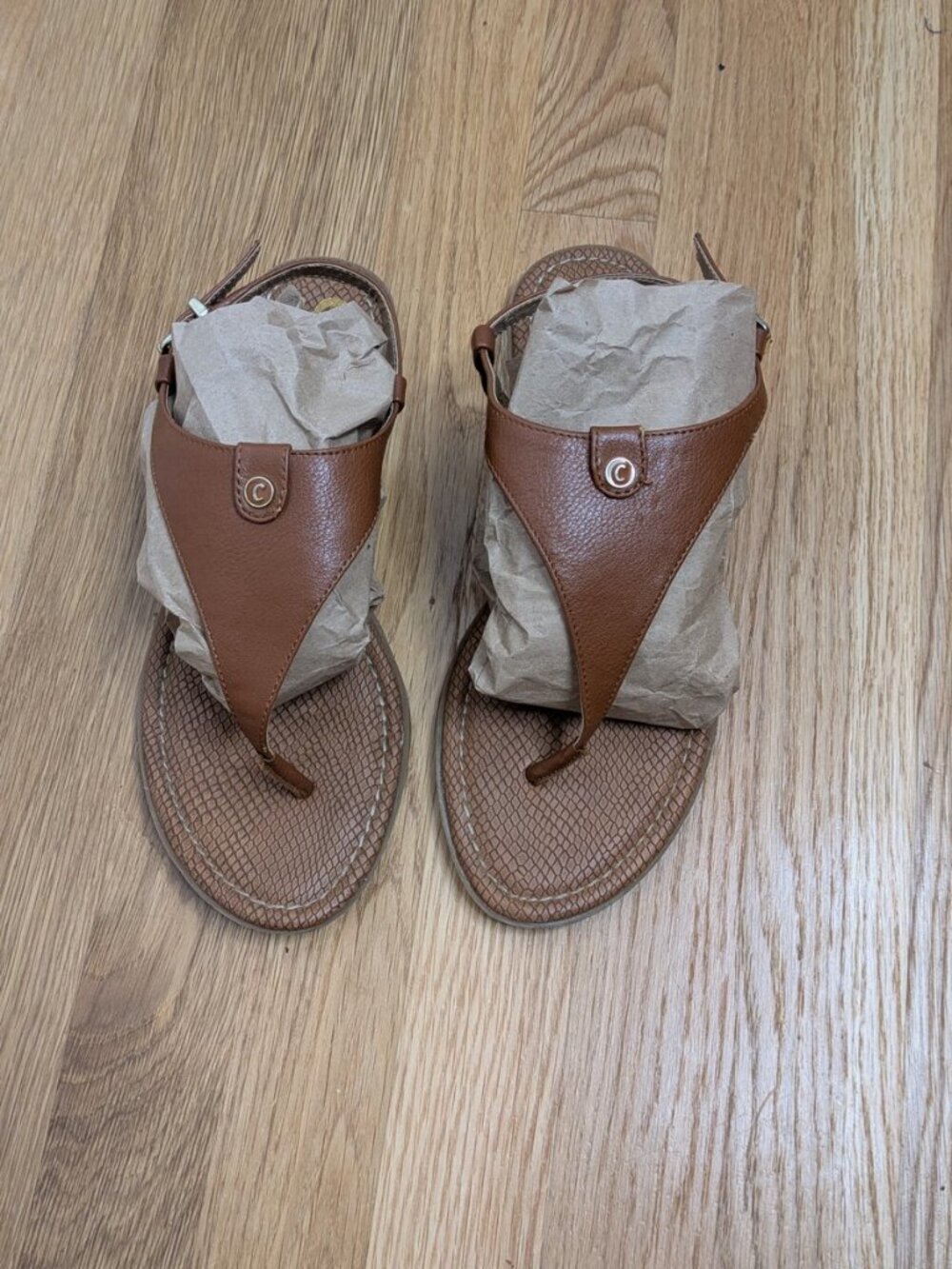 Circus Sam Edelman Carolina Thong Sandals Cognac Brown Gold Flat Boho Size 10